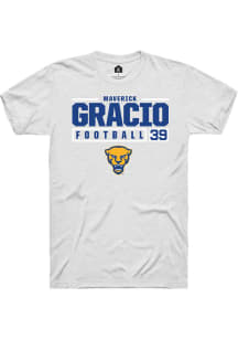 Maverick Gracio White Pitt Panthers NIL Stacked Box Short Sleeve T Shirt