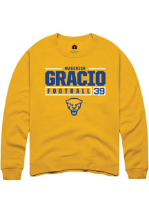 Maverick Gracio Rally Mens Gold Pitt Panthers NIL Stacked Box Crew Sweatshirt