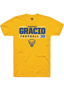 Maverick Gracio Gold Pitt Panthers NIL Stacked Box Short Sleeve T Shirt