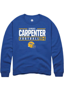 Samuel Carpenter Rally Mens Blue Pitt Panthers NIL Stacked Box Crew Sweatshirt