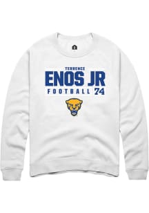 Terrence Enos Jr Rally Mens White Pitt Panthers NIL Stacked Box Crew Sweatshirt