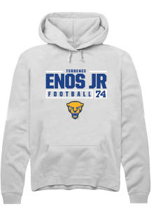 Terrence Enos Jr Rally Mens White Pitt Panthers NIL Stacked Box Hooded Sweatshirt