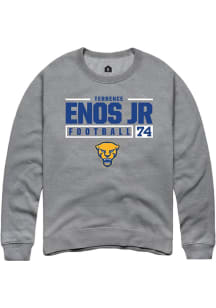 Terrence Enos Jr Rally Mens Graphite Pitt Panthers NIL Stacked Box Crew Sweatshirt