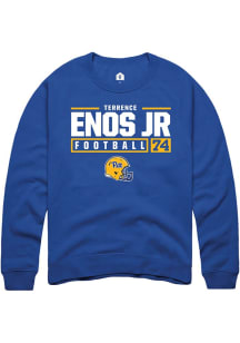 Terrence Enos Jr Rally Mens Blue Pitt Panthers NIL Stacked Box Crew Sweatshirt