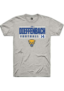 Ty Dieffenbach  Pitt Panthers Ash Rally NIL Stacked Box Short Sleeve T Shirt