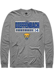 Ty Dieffenbach  Pitt Panthers Grey Rally NIL Stacked Box Long Sleeve T Shirt