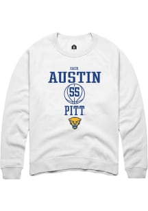 Zack Austin Rally Mens White Pitt Panthers NIL Sport Icon Crew Sweatshirt