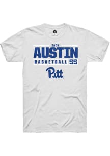 Zack Austin White Pitt Panthers NIL Stacked Box Short Sleeve T Shirt