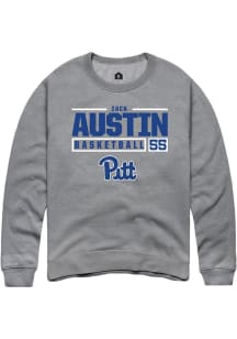 Zack Austin Rally Mens Graphite Pitt Panthers NIL Stacked Box Crew Sweatshirt