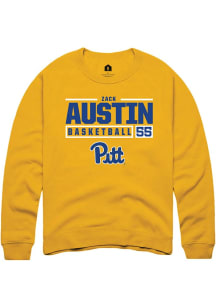 Zack Austin Rally Mens Gold Pitt Panthers NIL Stacked Box Crew Sweatshirt