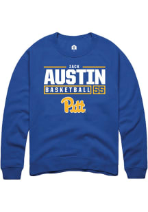 Zack Austin Rally Mens Blue Pitt Panthers NIL Stacked Box Crew Sweatshirt