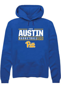 Zack Austin Rally Mens Blue Pitt Panthers NIL Stacked Box Hooded Sweatshirt