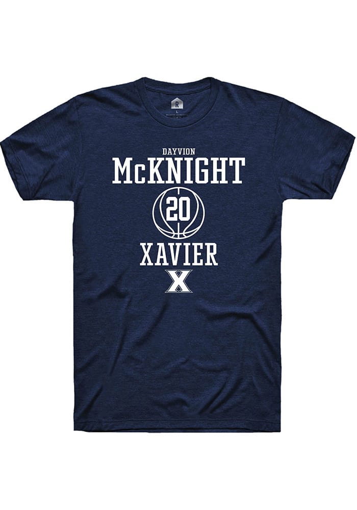 Dayvion Mcknight  Xavier Musketeers Navy Blue Rally NIL Sport Icon Short Sleeve T Shirt