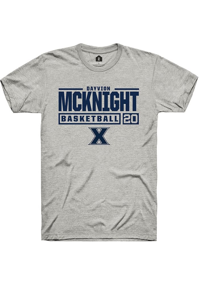 Dayvion Mcknight  Xavier Musketeers Ash Rally NIL Stacked Box Short Sleeve T Shirt