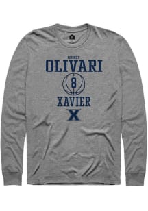 Quincy Olivari  Xavier Musketeers Grey Rally NIL Sport Icon Long Sleeve T Shirt