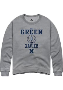 Trey Green  Rally Xavier Musketeers Mens Grey NIL Sport Icon Long Sleeve Crew Sweatshirt