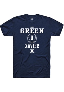 Trey Green  Xavier Musketeers Navy Blue Rally NIL Sport Icon Short Sleeve T Shirt