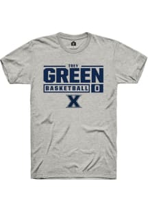 Trey Green  Xavier Musketeers Ash Rally NIL Stacked Box Short Sleeve T Shirt