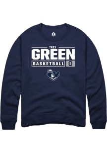 Trey Green  Rally Xavier Musketeers Mens Navy Blue NIL Stacked Box Long Sleeve Crew Sweatshirt