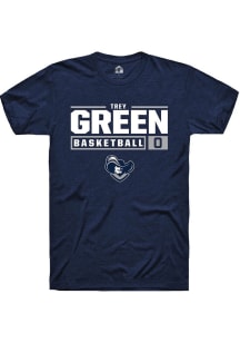 Trey Green  Xavier Musketeers Navy Blue Rally NIL Stacked Box Short Sleeve T Shirt