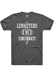 Max Lemasters  Cincinnati Bearcats Dark Grey Rally NIL Sport Icon Short Sleeve T Shirt