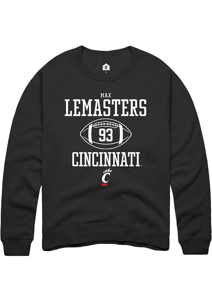 Max Lemasters Rally Cincinnati Bearcats Mens Black NIL Sport Icon Long Sleeve Crew Sweatshirt