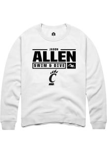 Jason Allen  Rally Cincinnati Bearcats Mens White NIL Stacked Box Long Sleeve Crew Sweatshirt