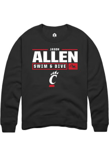 Jason Allen  Rally Cincinnati Bearcats Mens Black NIL Stacked Box Long Sleeve Crew Sweatshirt