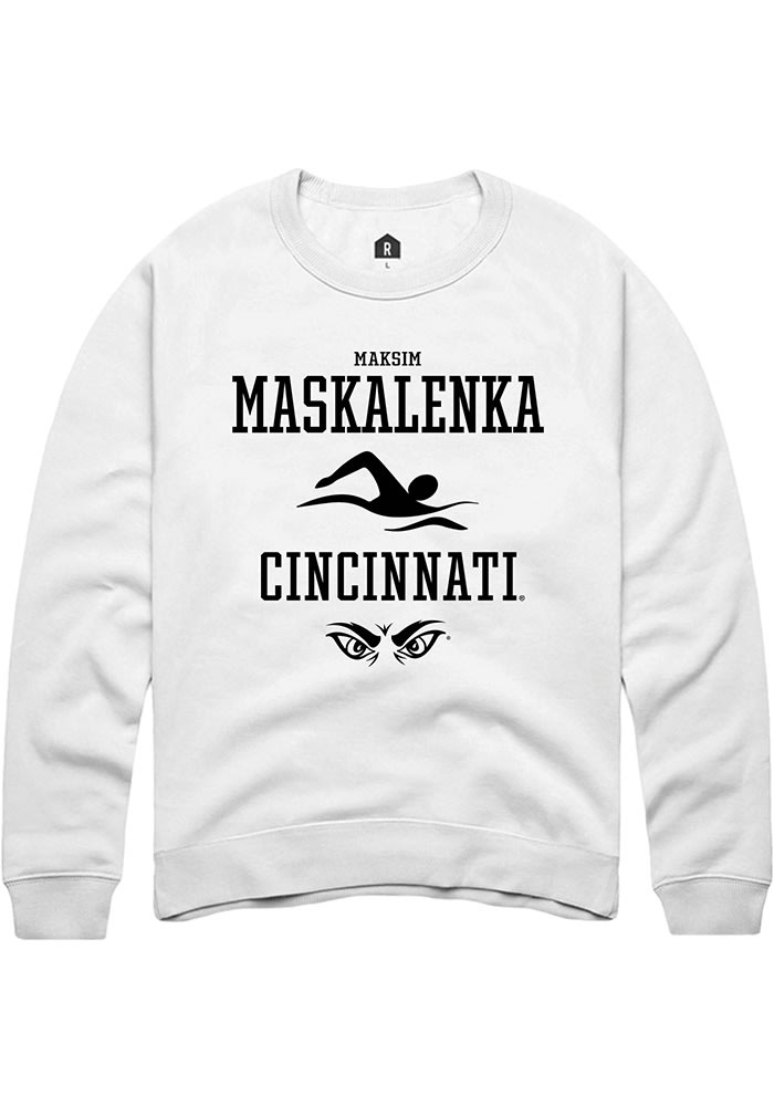 Maksim Maskalenka Rally Cincinnati Bearcats Mens White NIL Sport Icon Long Sleeve Crew Sweatshirt