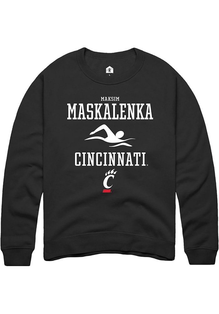 Maksim Maskalenka Rally Cincinnati Bearcats Mens Black NIL Sport Icon Long Sleeve Crew Sweatshirt