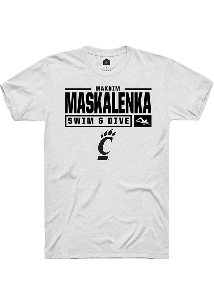 Maksim Maskalenka Cincinnati Bearcats White Rally NIL Stacked Box Short Sleeve T Shirt