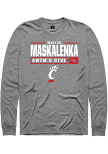 Maksim Maskalenka  Cincinnati Bearcats Graphite Rally NIL Stacked Box Long Sleeve T Shirt