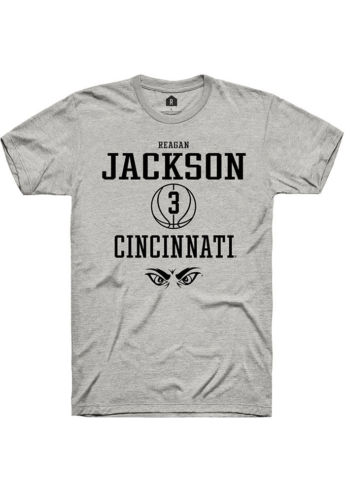 Reagan Jackson Cincinnati Bearcats Grey Rally NIL Sport Icon Short Sleeve T Shirt