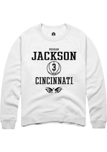 Reagan Jackson  Rally Cincinnati Bearcats Mens White NIL Sport Icon Long Sleeve Crew Sweatshirt