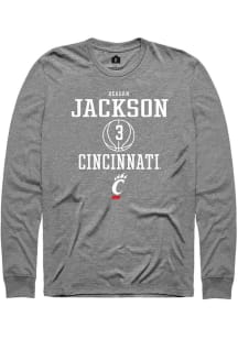 Reagan Jackson  Cincinnati Bearcats Grey Rally NIL Sport Icon Long Sleeve T Shirt