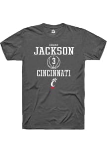 Reagan Jackson  Cincinnati Bearcats Dark Grey Rally NIL Sport Icon Short Sleeve T Shirt