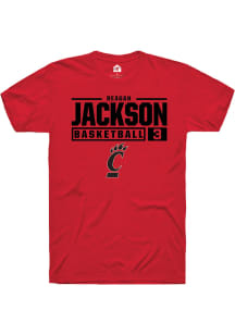 Reagan Jackson  Cincinnati Bearcats Red Rally NIL Stacked Box Short Sleeve T Shirt