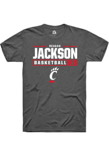 Reagan Jackson  Cincinnati Bearcats Dark Grey Rally NIL Stacked Box Short Sleeve T Shirt