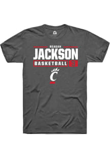 Reagan Jackson  Cincinnati Bearcats Dark Grey Rally NIL Stacked Box Short Sleeve T Shirt