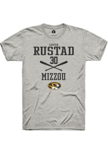Carter Rustad  Missouri Tigers Ash Rally NIL Sport Icon Short Sleeve T Shirt