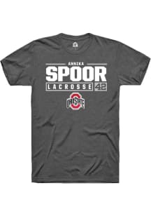 Annika Spoor Dark Grey Ohio State Buckeyes NIL Stacked Box Short Sleeve T Shirt