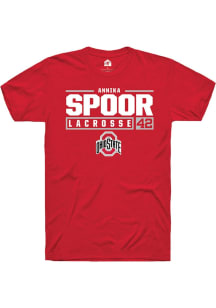 Annika Spoor Red Ohio State Buckeyes NIL Stacked Box Short Sleeve T Shirt