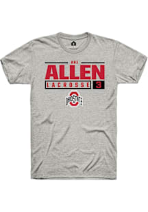 Ari Allen  Ohio State Buckeyes Ash Rally NIL Stacked Box Short Sleeve T Shirt