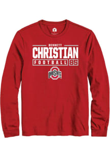 Bennett Christian Rally Mens Red Ohio State Buckeyes NIL Stacked Box Tee
