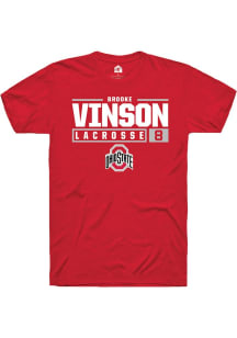Brooke Vinson Red Ohio State Buckeyes NIL Stacked Box Short Sleeve T Shirt