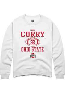 Caden Curry Rally Mens White Ohio State Buckeyes NIL Sport Icon Crew Sweatshirt