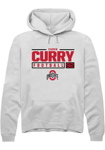 Caden Curry Rally Mens White Ohio State Buckeyes NIL Stacked Box Hooded Sweatshirt