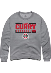 Caden Curry  Rally Ohio State Buckeyes Mens Grey NIL Stacked Box Long Sleeve Crew Sweatshirt