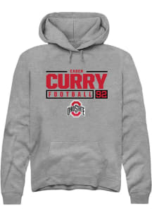 Caden Curry Rally Mens Graphite Ohio State Buckeyes NIL Stacked Box Hooded Sweatshirt