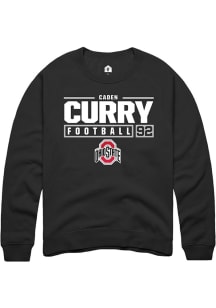 Caden Curry Rally Mens Black Ohio State Buckeyes NIL Stacked Box Crew Sweatshirt